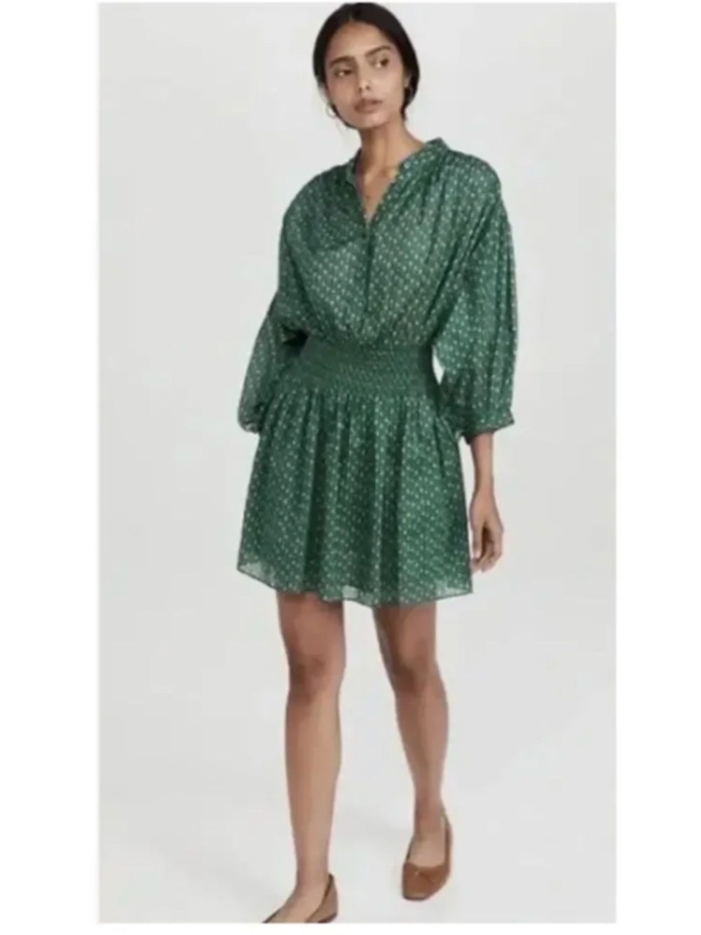 REBECCA TAYLOR‎ Ikat Fleur Smocked Cotton Shirt Dress Size XS